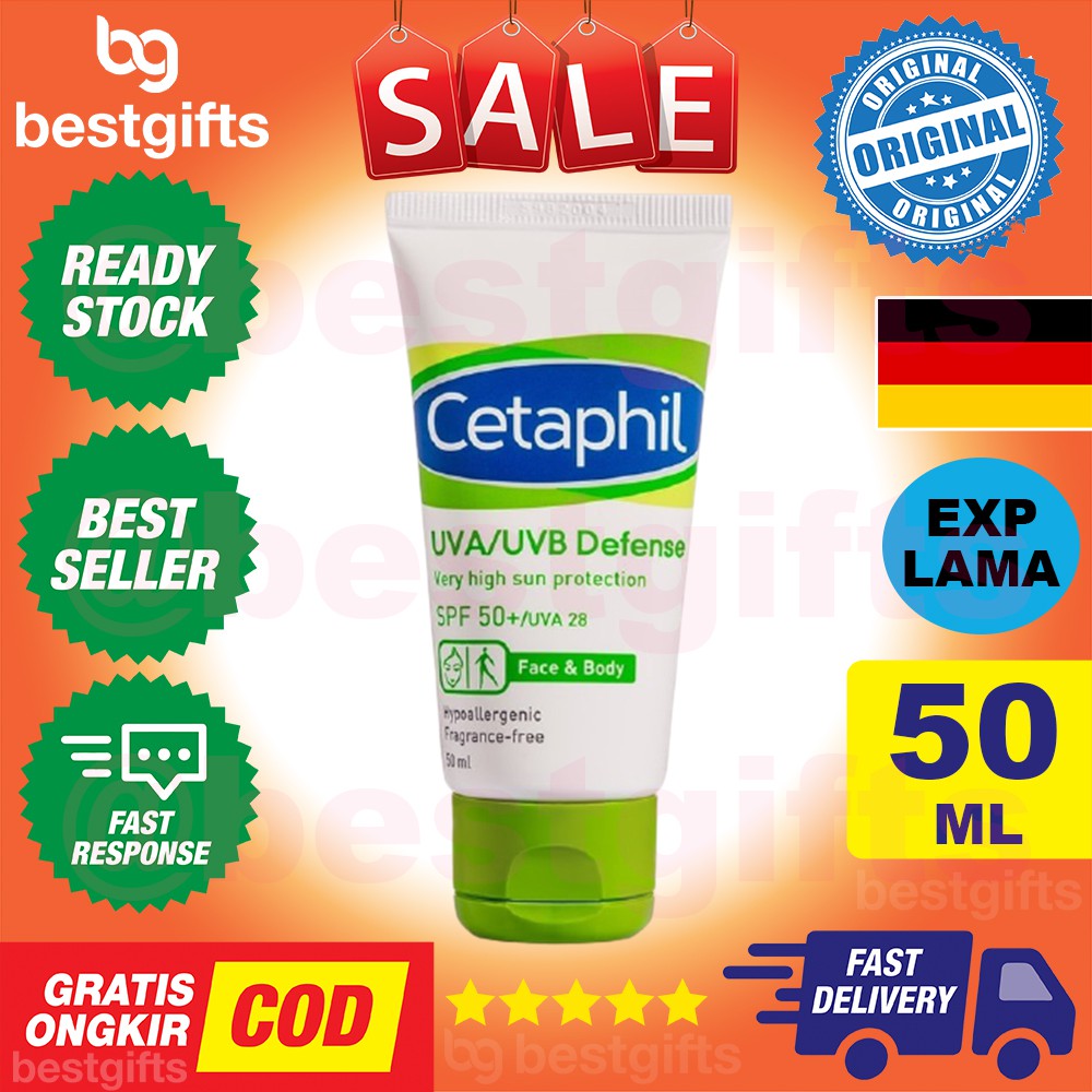 CETAPHIL UVA UVB DEFENSE VERY HIGH SUN PROTECTION BLOCK SPF15 SUNSCREEN SUNBLOCK KRIM PELEMBAP 50 ML