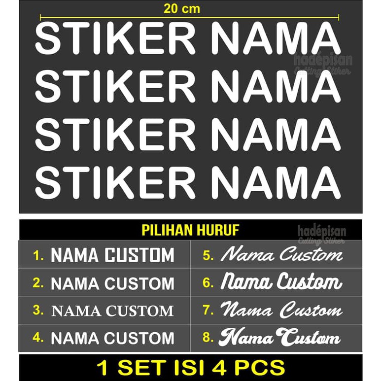 STIKER CUTTING STICKER NAMA HELM LAPTOP MOTOR CUSTOM