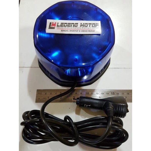 Rotator Strobo Bulat Biru SH Police Patwal PnP Magnet Colok Lighterr