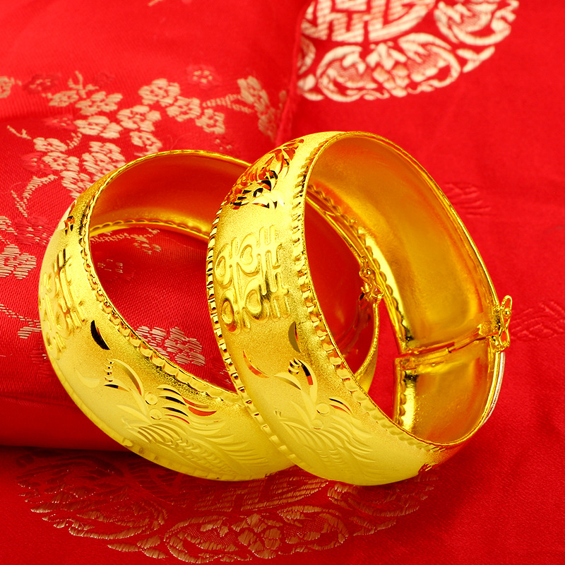 Gelang Emas Asli Kadar 375 Model Double Happiness Dragon Dan Phoenix Dowry Untuk Wanita