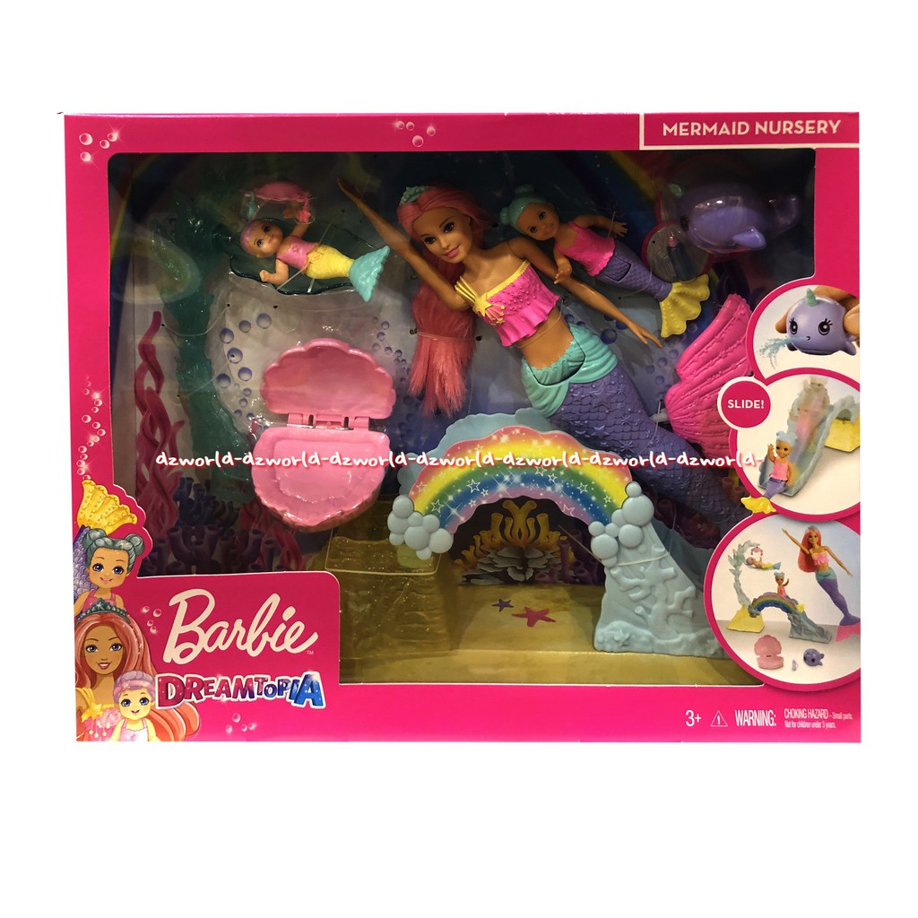 Barbie Dreamtopia Mermaid Nursery Mainan Boneka Putri Duyung Bisa Berenang Di Air renang Swimming