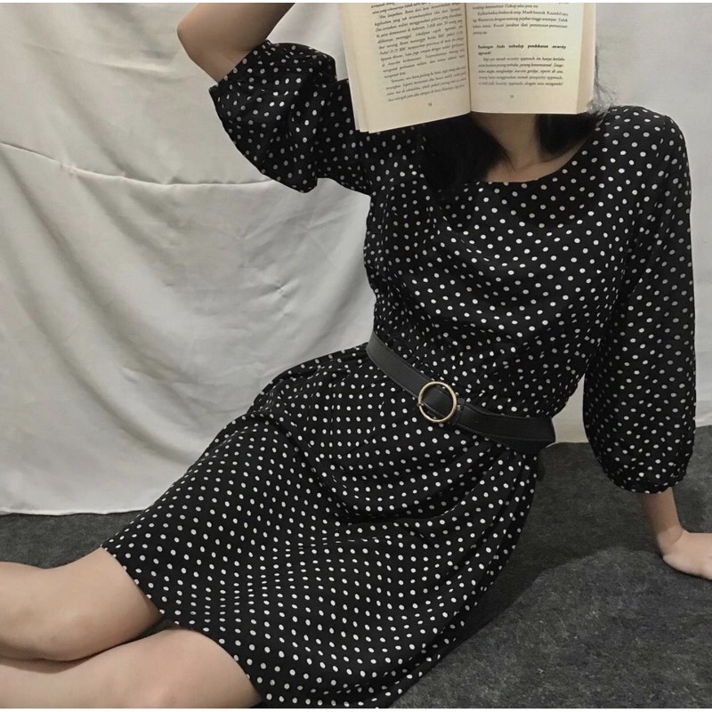 Polka midi dress