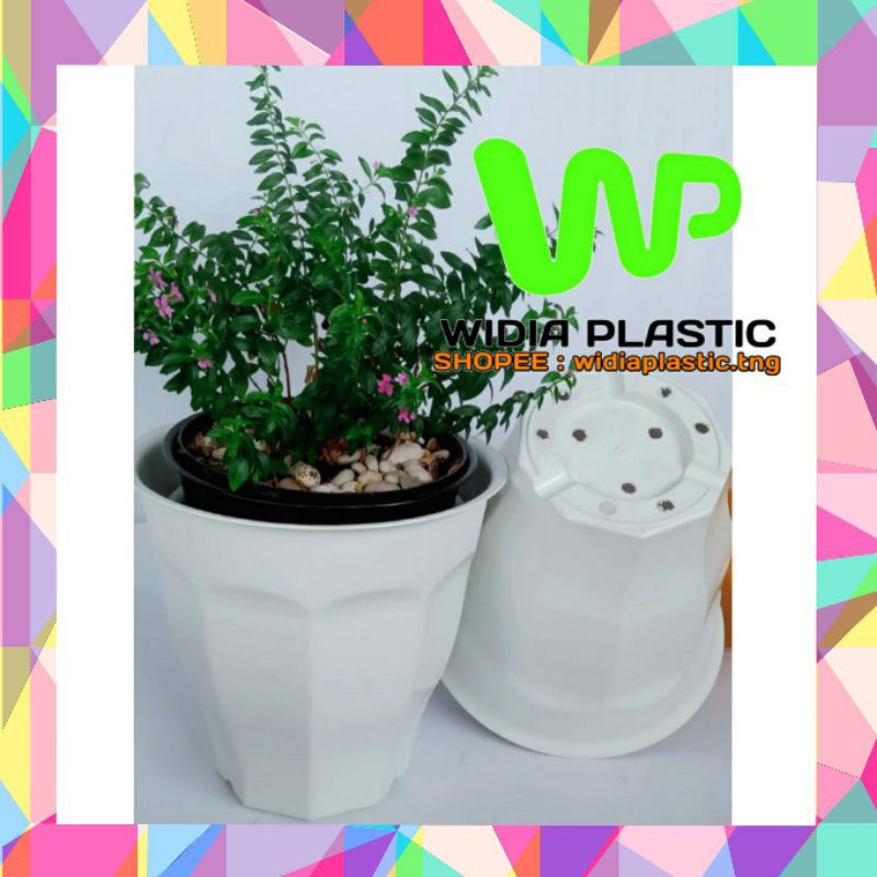 POT BUNGA 20cm PUTIH POT TINGGI