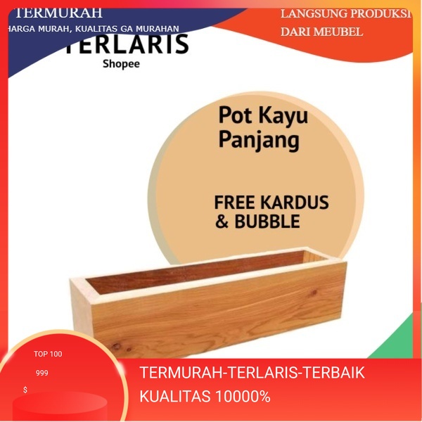 Pot Kayu Persegi panjang