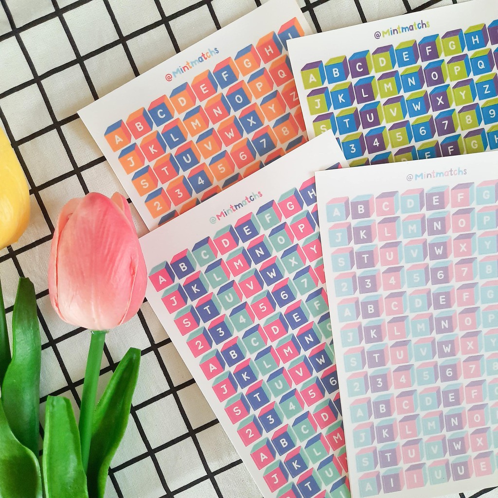 

[mintmatchs] alphabet sticker - abc cube stickers | deco sticker