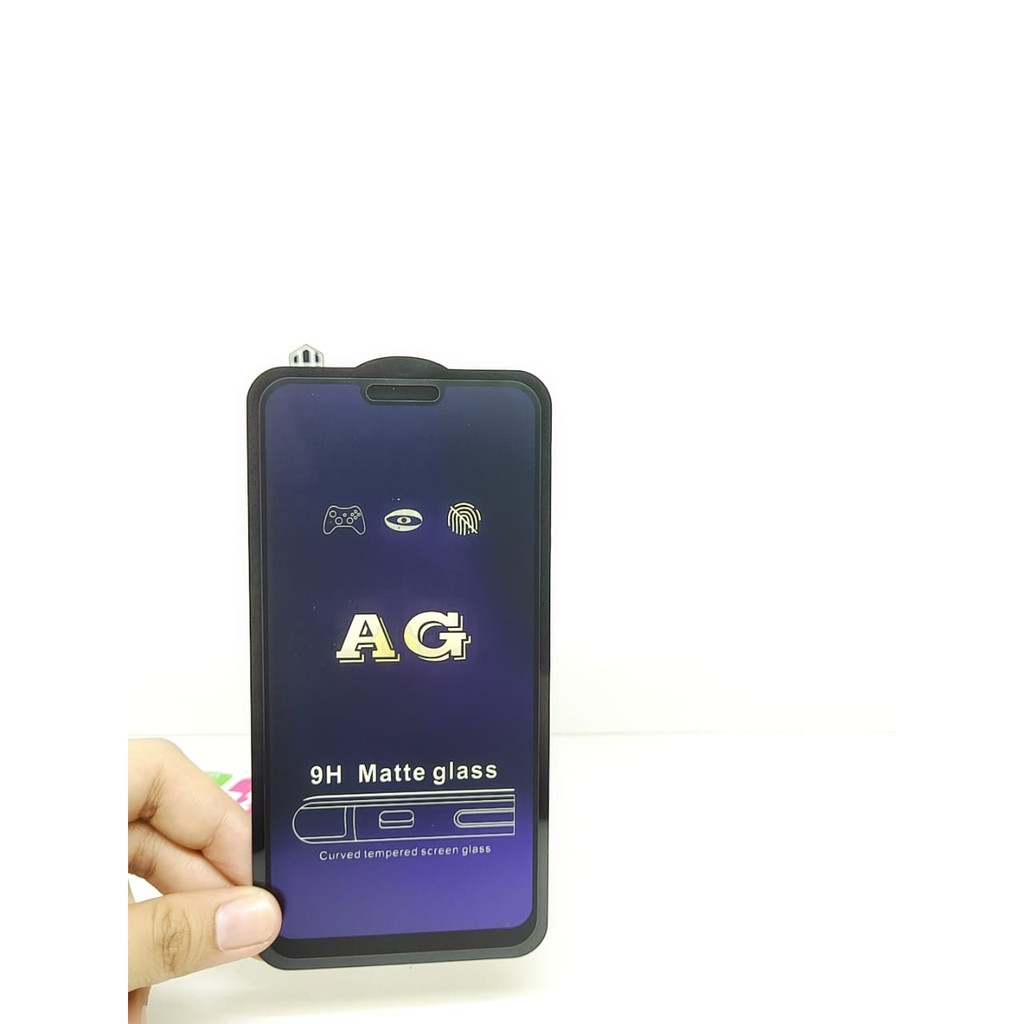 MATTE Blue Ray 9H Oppo A3S Realme C1 6.2 inch Tempered Glass FULL GLUE NO Sidik Jari ANTI RADIASI