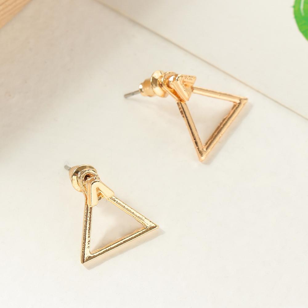 R-flower Geometric Earrings Chic Fashion Desain Unik Segitiga Menjuntai Drop