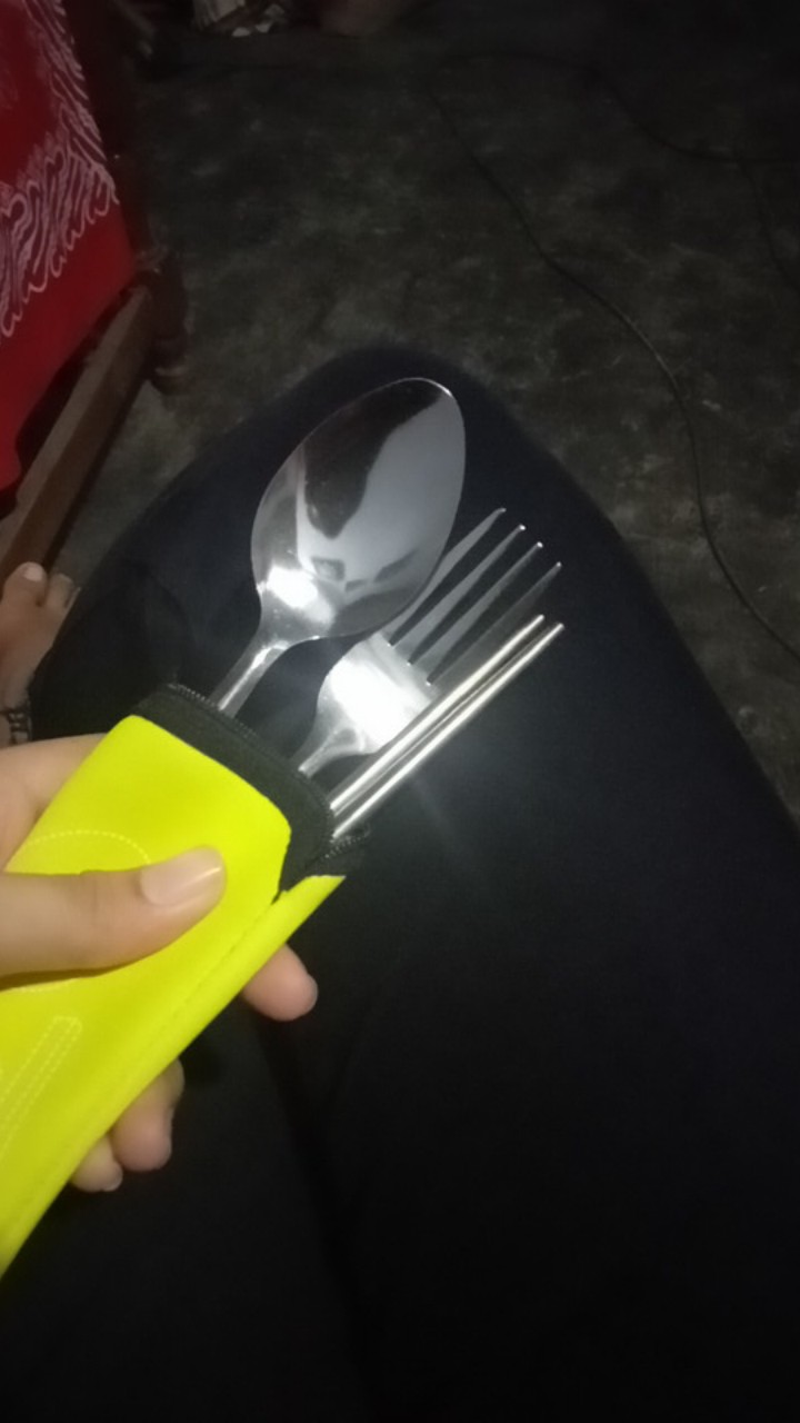 Sendok Garpu Sumpit Set Plus Pouch Paket Lengkap / Sendok Stainless Travel Camping Outdoor Souvenir