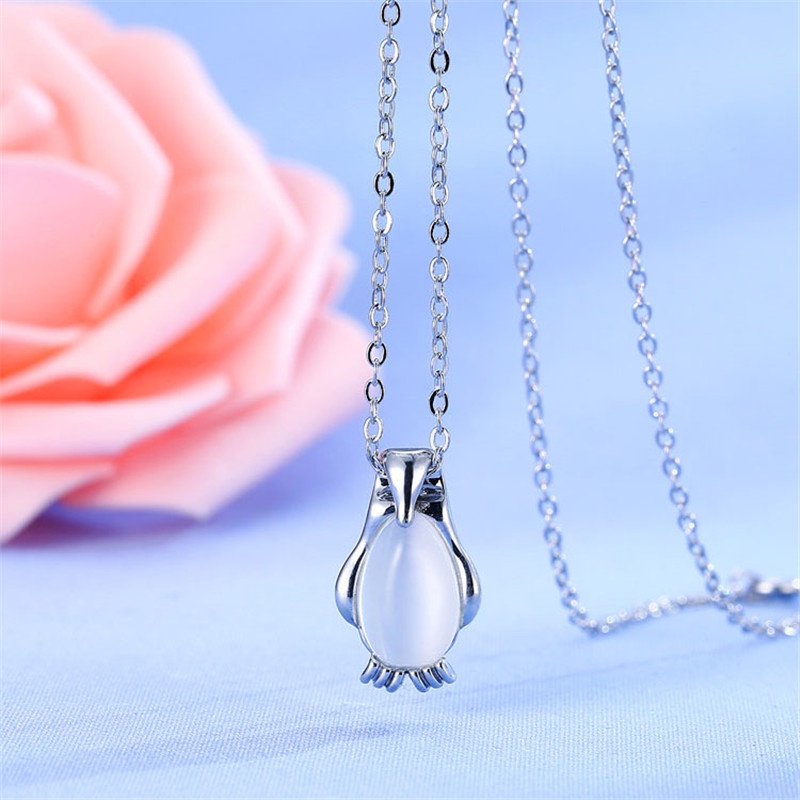 [Ready Stock]Cute Fashion Penguin Opal Necklace Pendant