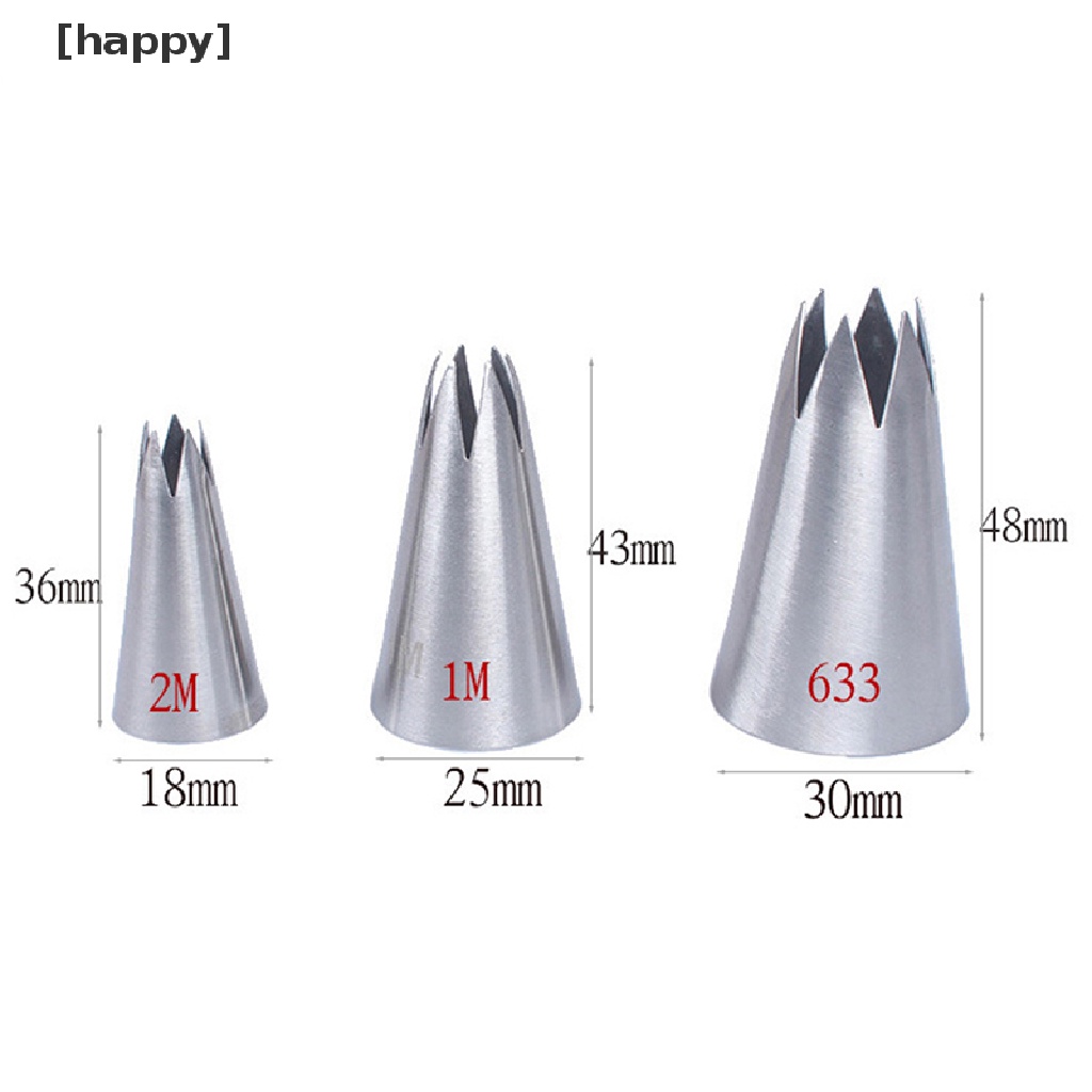 3pcs Spuit Piping Bahan Stainless Steel Gaya Rusia Untuk Dekorasi Pastry