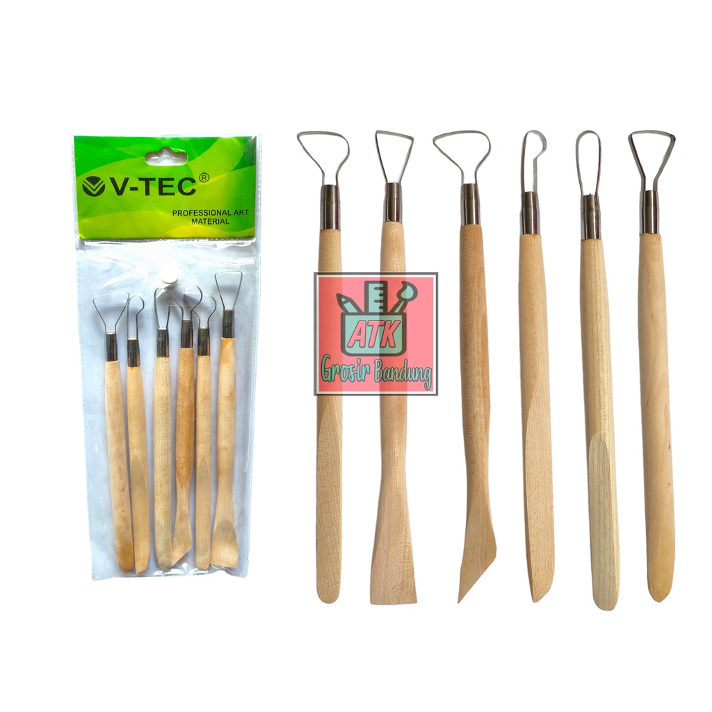 

V-Tec Alat Clay Kawat & Kayu E0010 Set 6 Ukuran 8 Inch / Vtec Alat Clay Kawat – Set 6 SHAGB