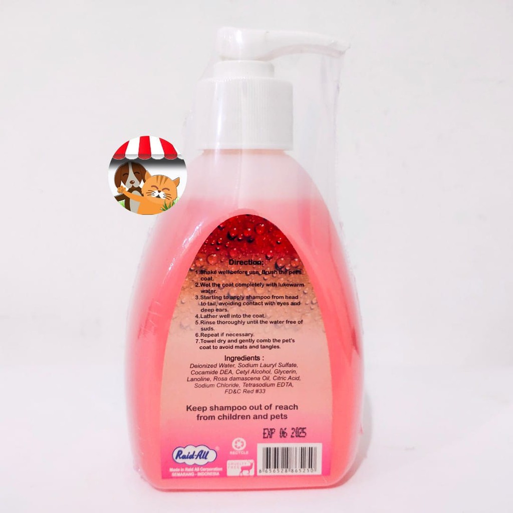 Raid Shampoo Anjing Bulu Pendek Medium Aromatherapy Rose 250 ml