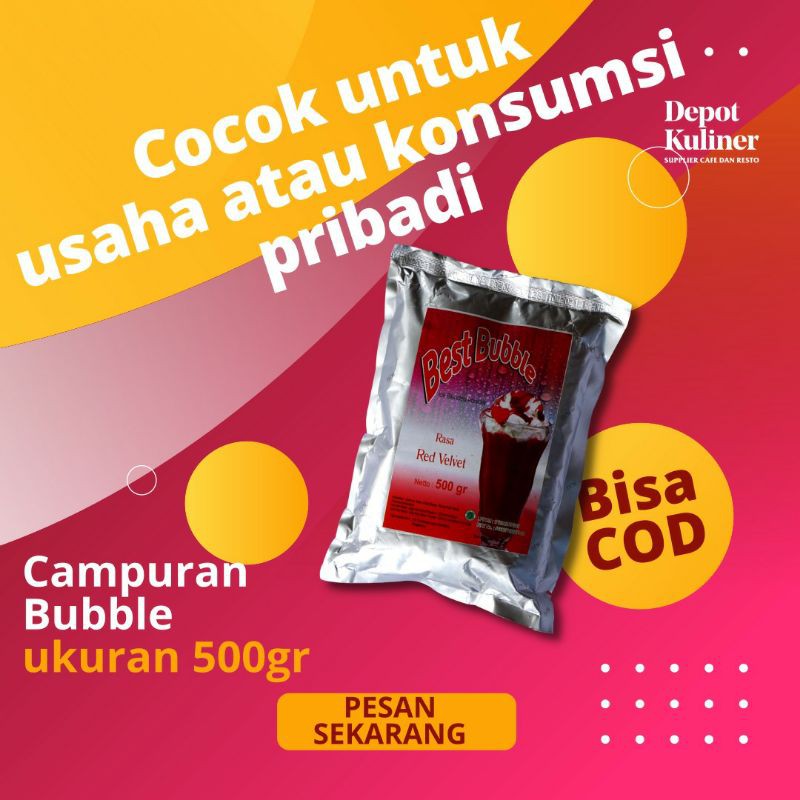 Bubuk Minuman Kekinian Ice Blended Bubble Powder Red Velvet 500 Gram