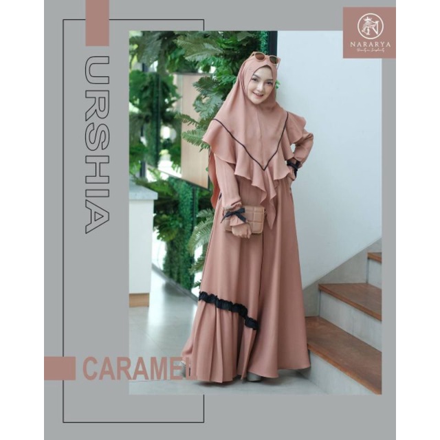 SET GAMIS SYARI URSHIA ORI NARARYA BRANDED BUSUI KHIMAR PET LADY ZARA PREMIUM POLOS SIMPLE REMAJA