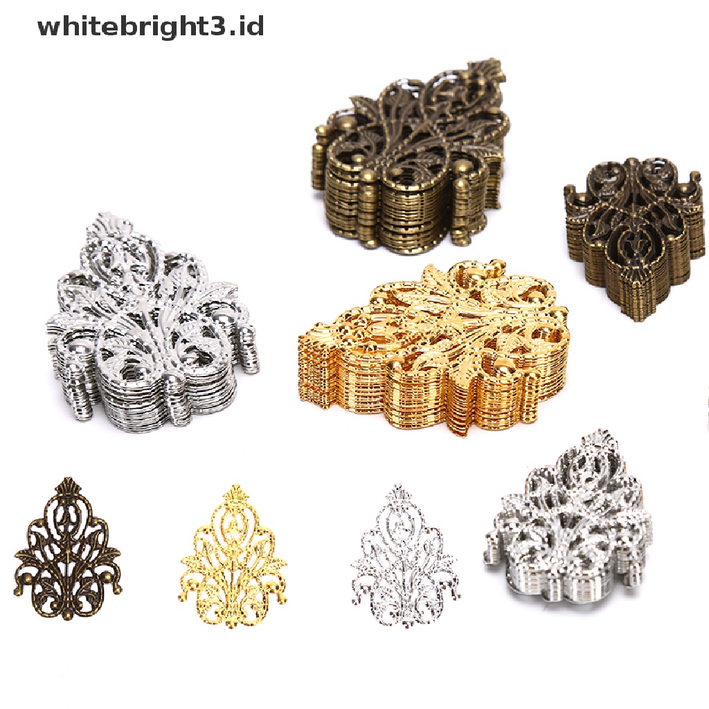 {whitebright3.id} 20Pcs Mix Filigree Crafts Hollow DIY Embellishments Findings Jewelry Accessories ,