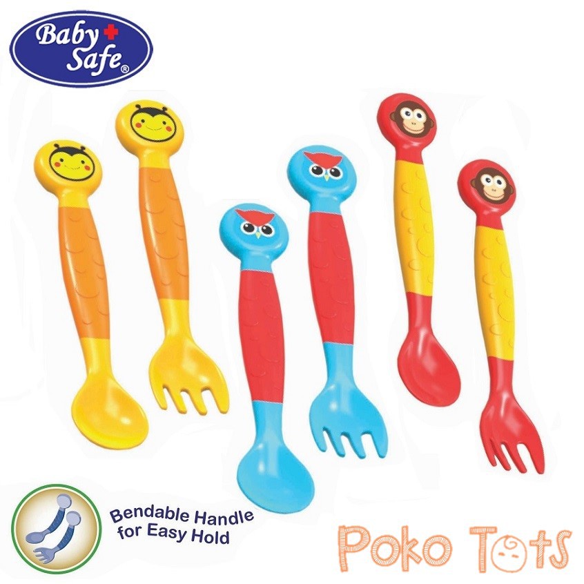 Baby Safe Spoon and Fork Set Sendok dan Garpu Peralatan Makan Bayi Anak WHS