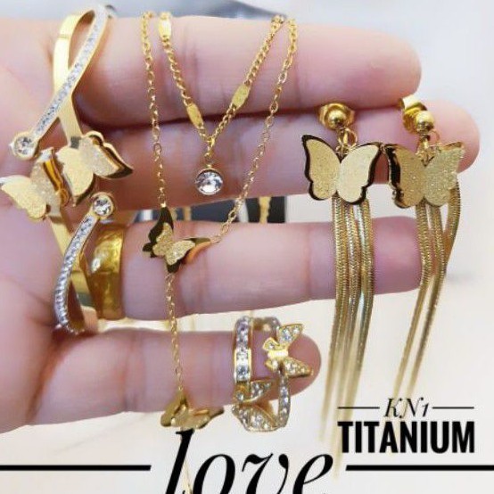 Titanium Set Perhiasan Kupu 1002n