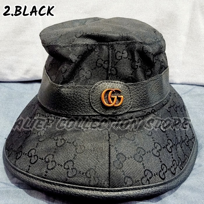 Topi Bucket Hat Gucci Prada Import | Bucket Hat Import Pria & Wanita | - Hitam Murah