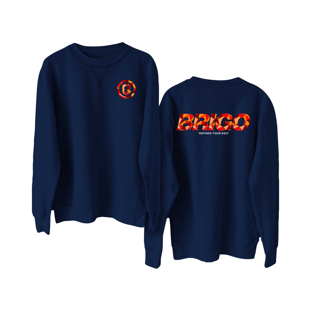 BRIGO Basic Sweatshirt  crystal II Sweater Crewneck BRIGO crystal Sablon DTF Fleece Cotton II SIZE M-XXL (Pria &amp; Wanita) Free stiker&amp;Gantungan Kunci