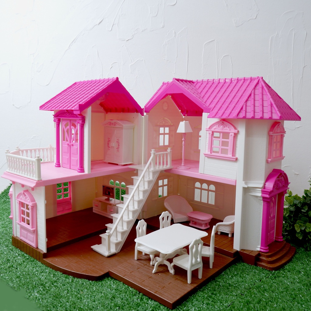 Mainan Rumah Boneka Villa 2 Lantai 2 Floors Dining Room Living Room Mirip Sylvanian Family Villa
