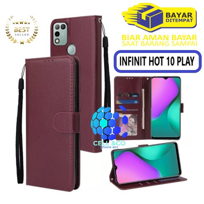 Flip cover INFINIX HOT 10 PLAY Flip case buka tutup kesing hp casing hp flip case leather wallet