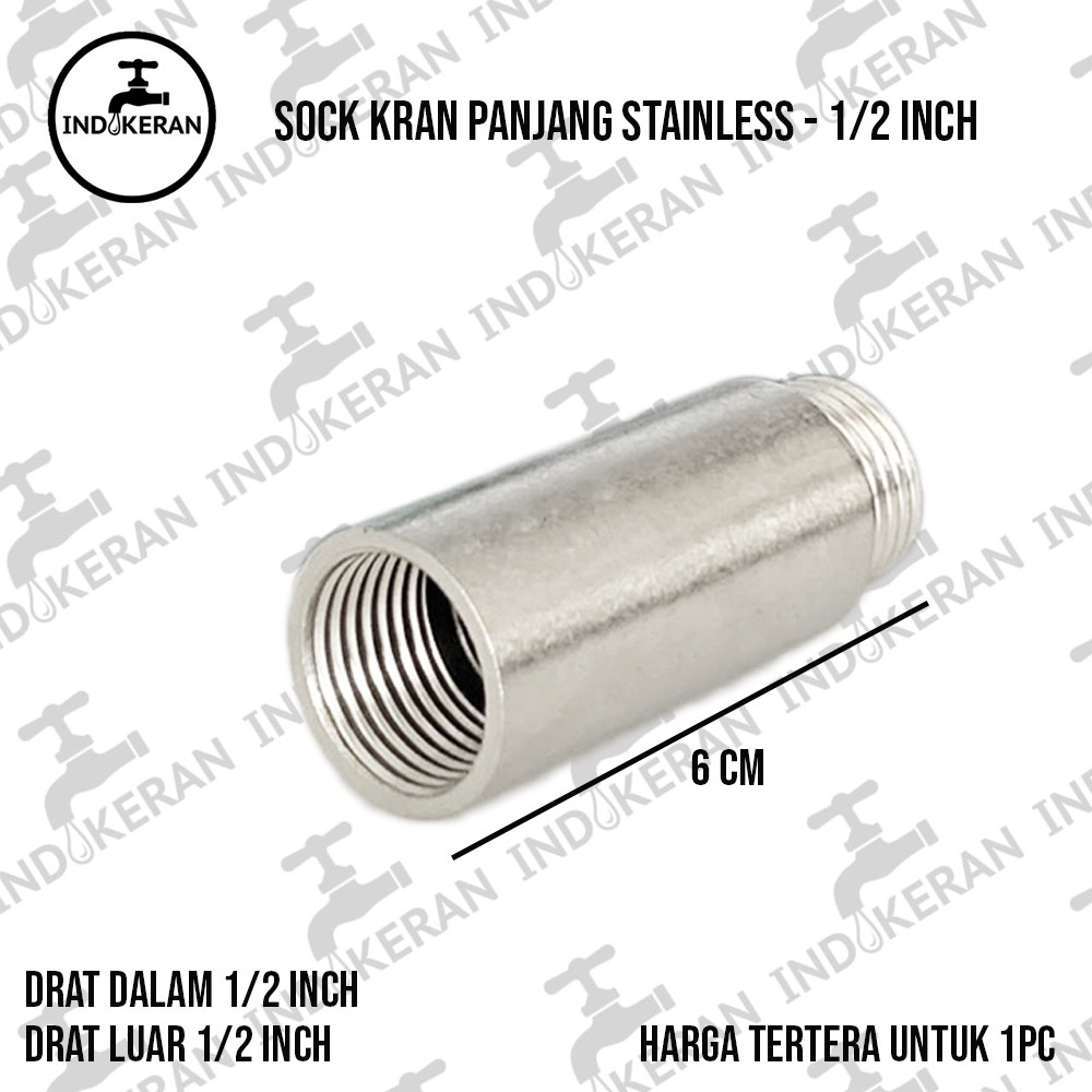 INDOKERAN - Sock Kran Panjang Stainless - 1/2 Inch - High Quality