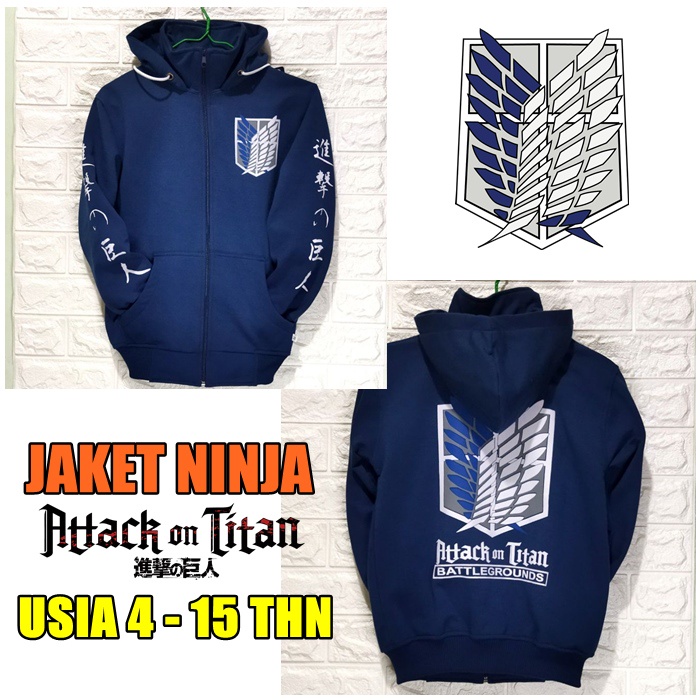 AOT NARUTO JAKET ANAK LAKI LAKI FREE FIRE MOTIF TERBARU USIA 4 - 15 TAHUN-AOT NAVY