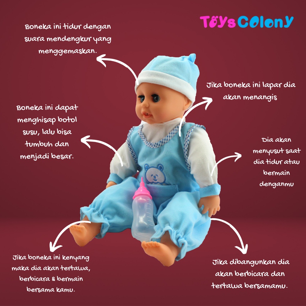 Baby Lovely - Boneka Bayi Interaktif bisa tertawa &amp; bertumbuh XMY8018