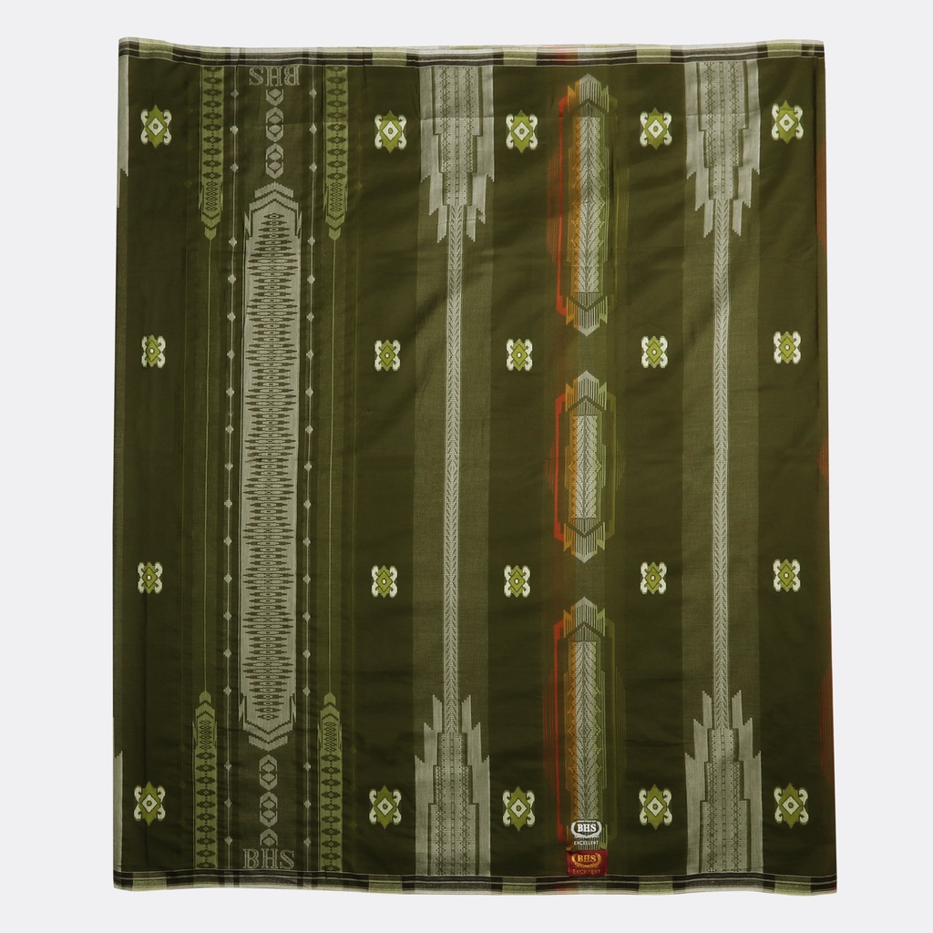 Sarung BHS Excellent Gold Motif Jacquard Gunung Krakatau Hijau Putih // BHS JGK