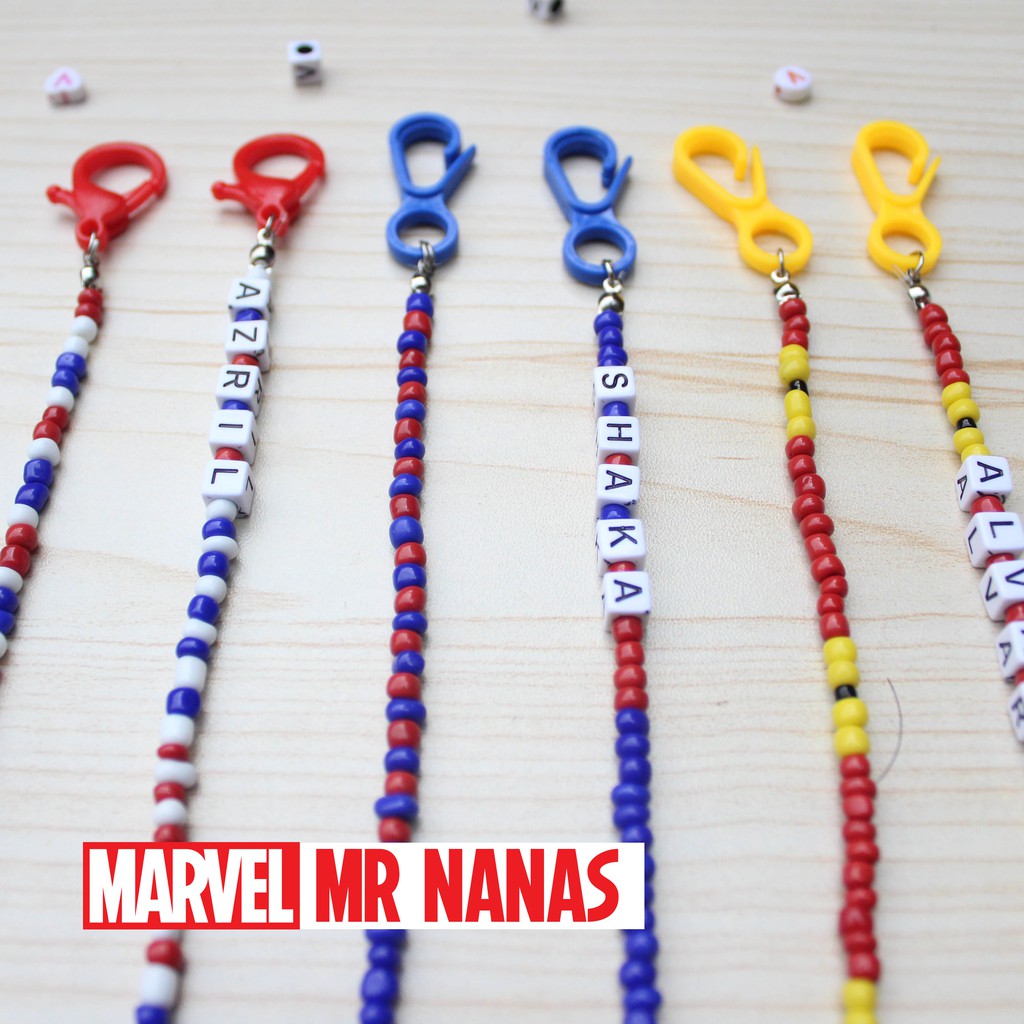 Strap Masker Superhero Anak Laki-laki FREE NAMA Gantungan Kalung Masker Anak Motif Pahlawan