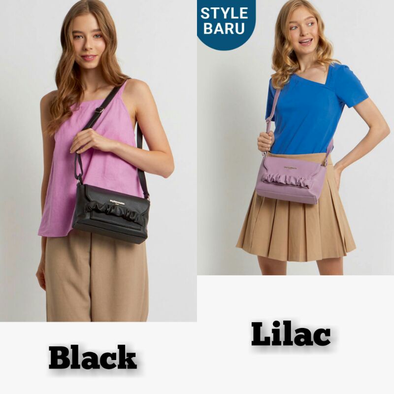 TAS SELEMPANG WANITA FRISE SLING LILAC / BLACK / SOPHIE PARIS - T8387L4 T8386B5