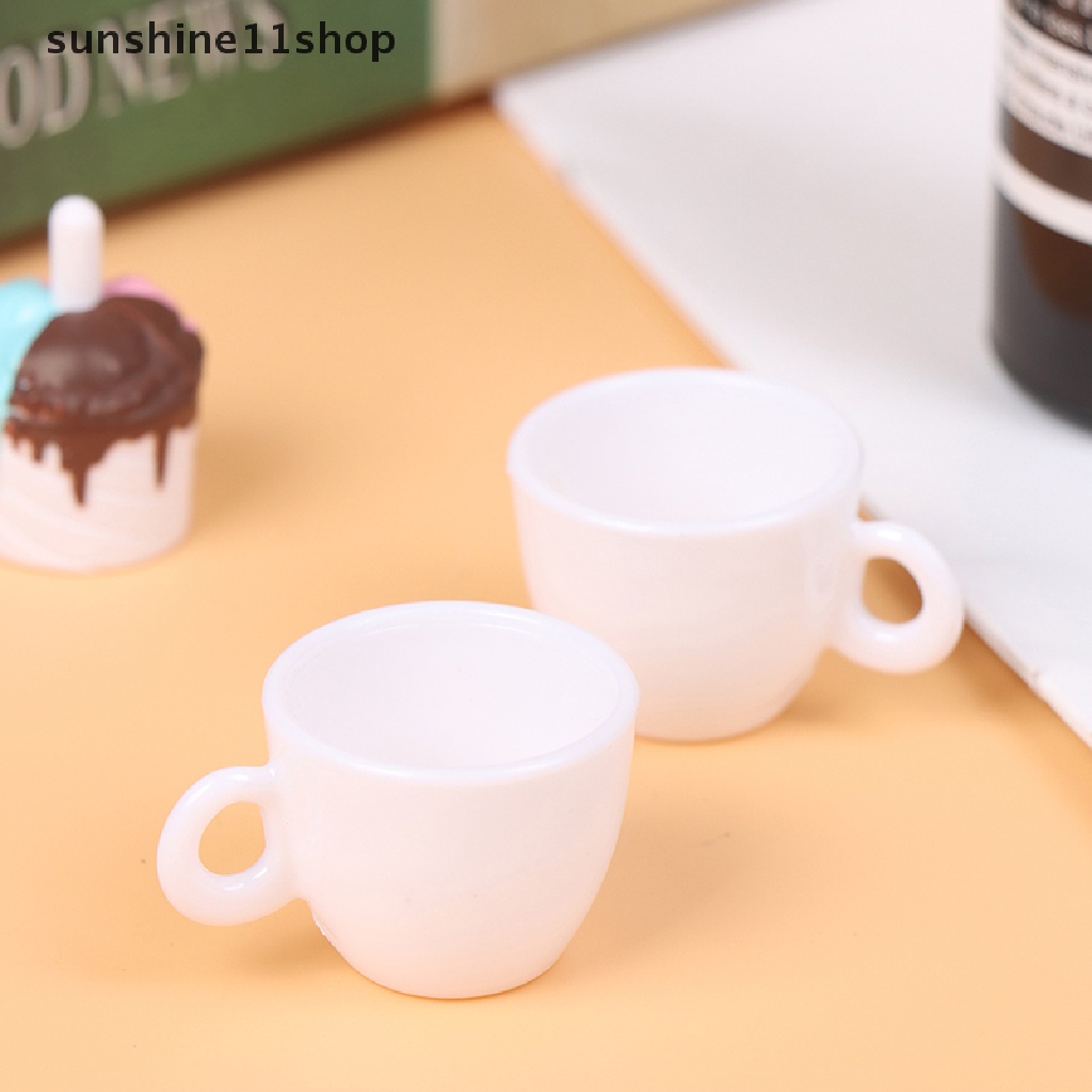 (SHO) 3pcs / Set Mainan Miniatur Cangkir Kopi + Piring Untuk Dekorasi Rumah Boneka