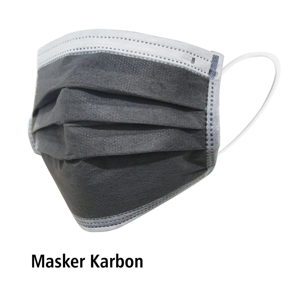 Masker Karet Medis 4ply Carbon Karbon Active OneMed box 50pcs