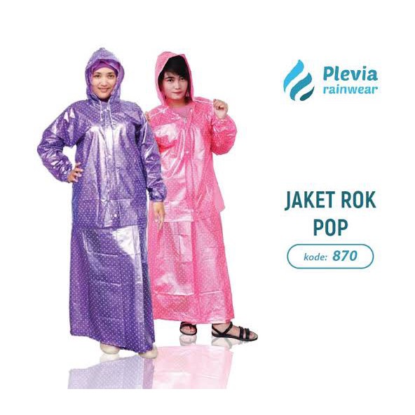 Jas Hujan Rok Polkadot Plevia ROK POP 870 Stelan / Jas hujan rok