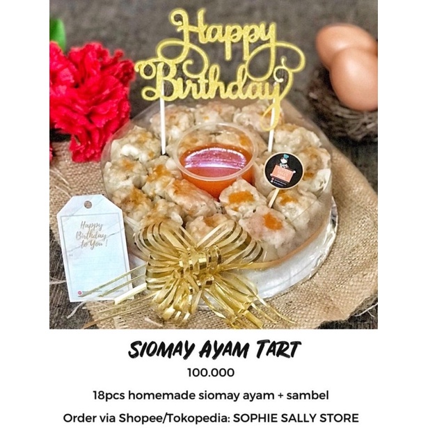 

Siomay Ayam Tart BELUM TERMASUK TOPPER / CARD / LILIN