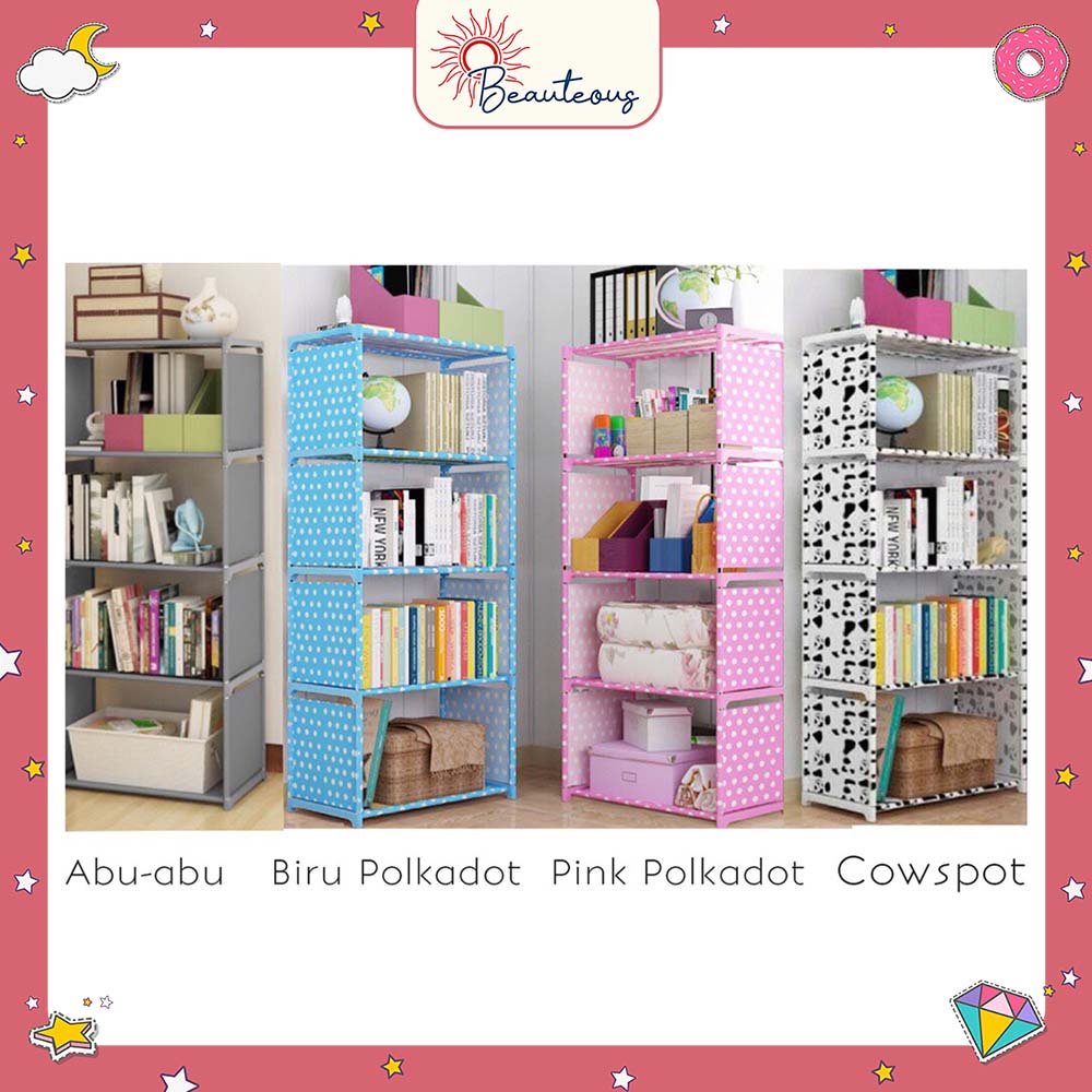 Rak Buku Portable Tempat Penyimpanan Display Serbaguna Motif Lucu
