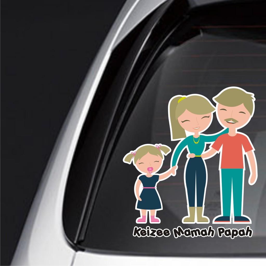 Stiker Mobil Happy Family Keluarga Muslim Islam Sticker Kaca Keren