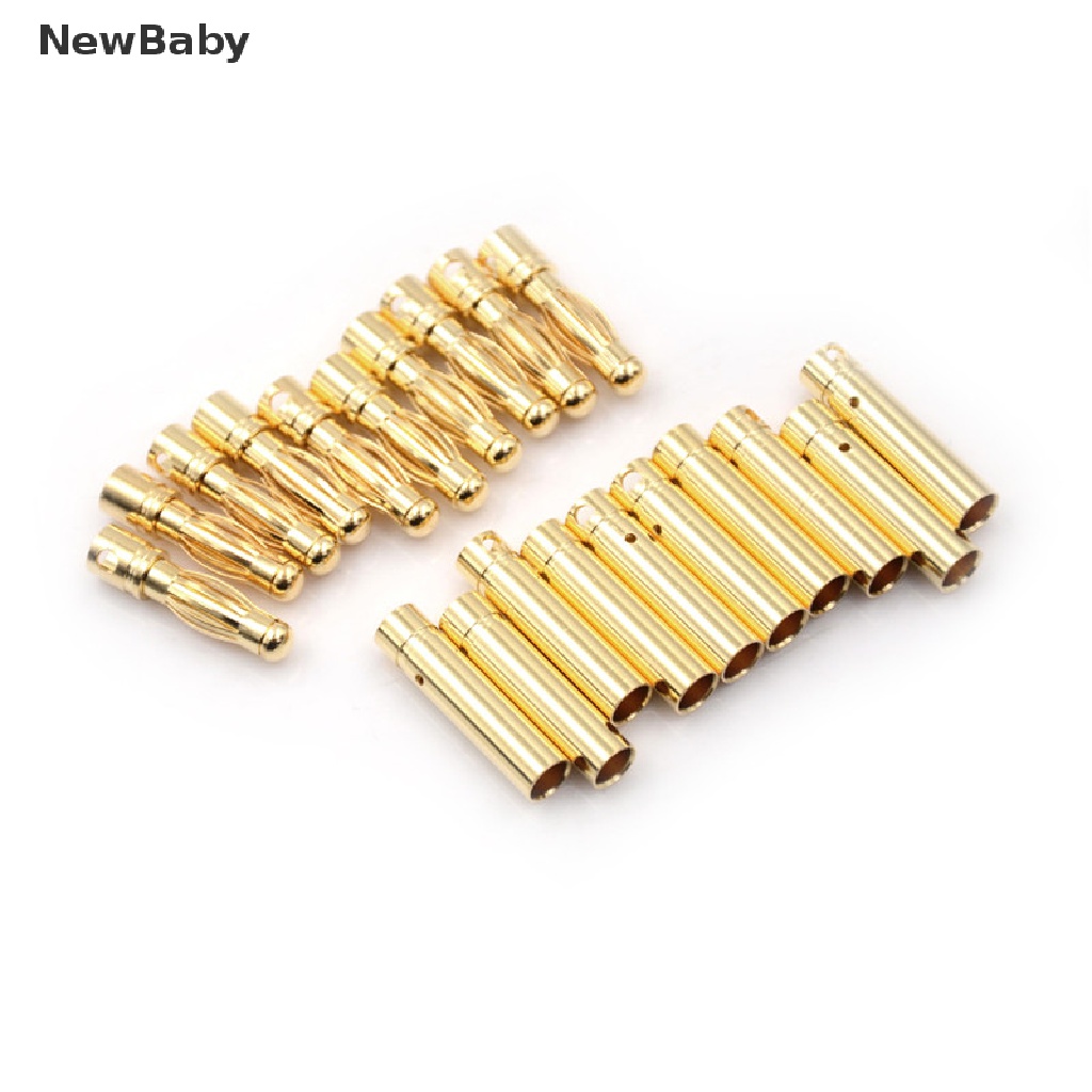 10 Pasang 4.0mm 4mm RC Bullet Connector Banana Plug Lapis Emas