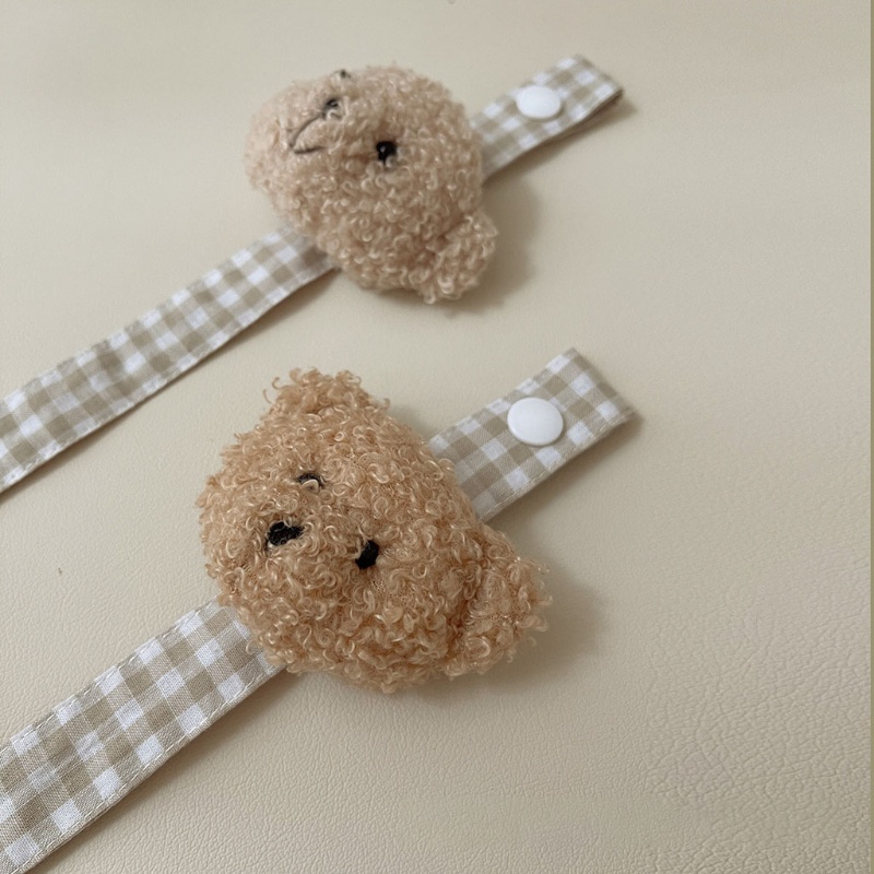 Cute Bear Plaid Cotton Pacifier Chain Clip Baby Nursing Teether Soother Holder