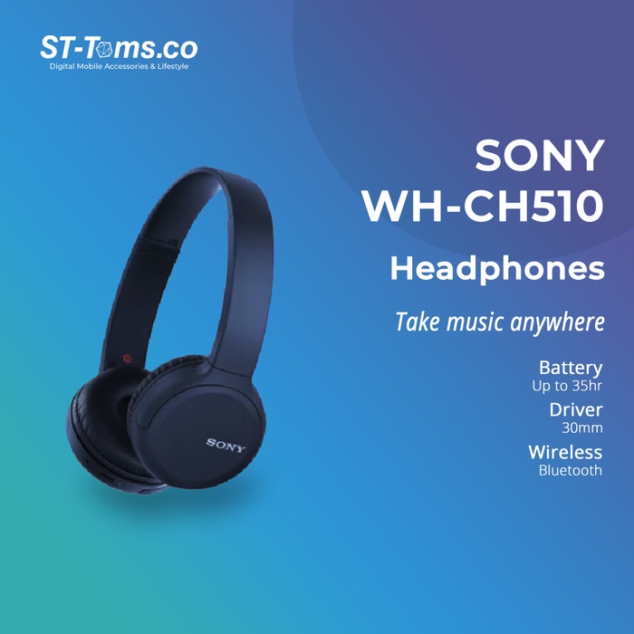 Sony Wh-Ch510 / Wh Ch510 / Ch 510 Wireless Headphones - Biru
