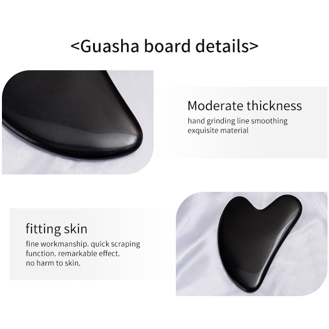 Gua Sha - Gua Sha Original batu asli - Pijat Wajah Black Obsidian