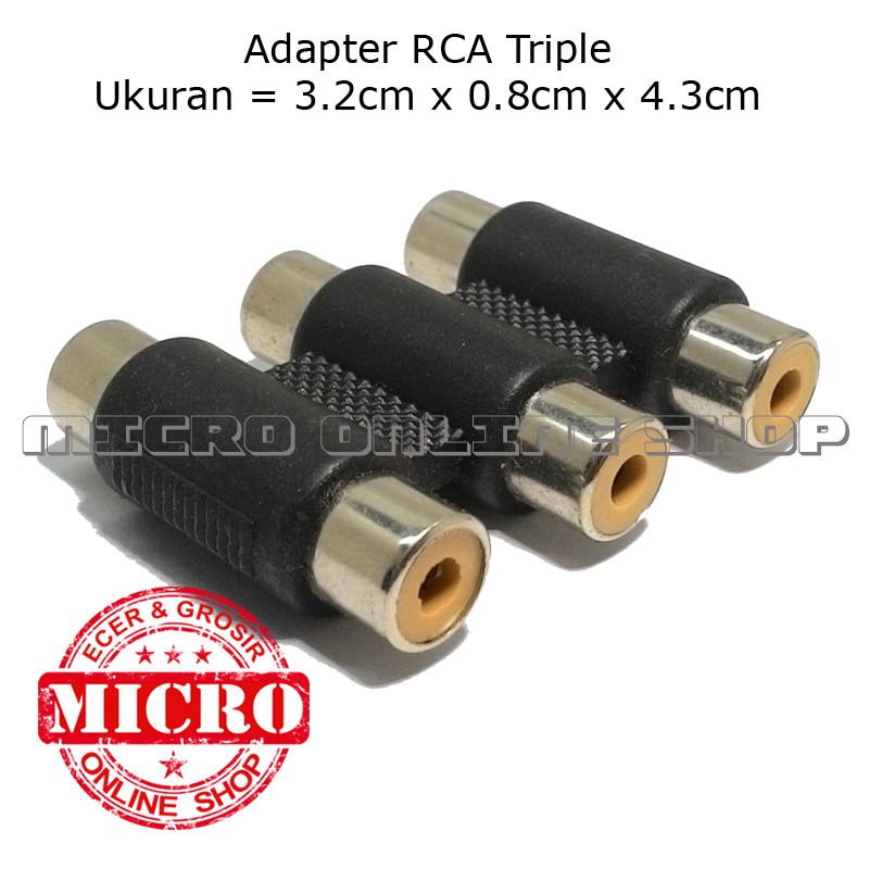 Jack Cover RCA Triple / Sambungan RCA Triple / Adapter RCA Triple