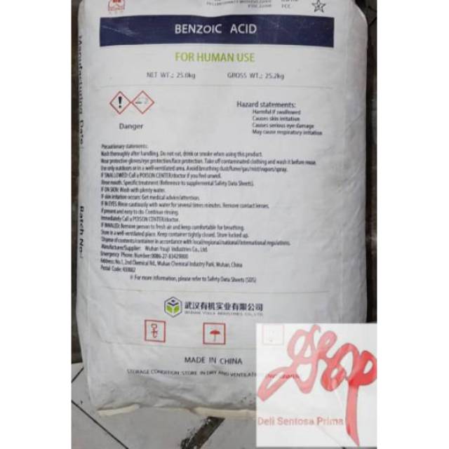 

Benzoic Acid Wuhan Pengawet Makanan Ex. RRT 1 Kg