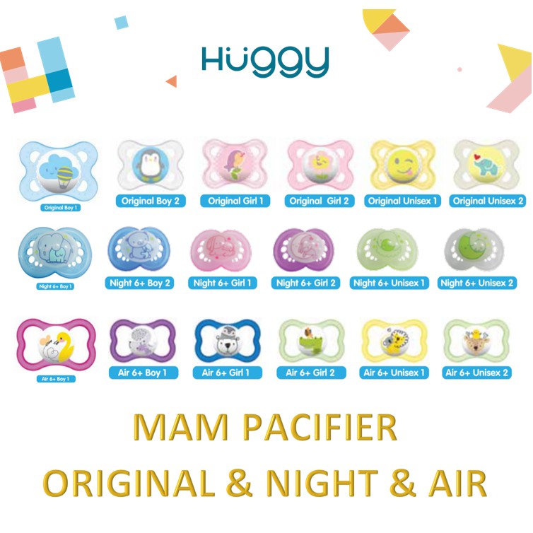 MAM Orthodontic Pacifier Original Night Air 0+ 6+ Empeng Bayi Soothers