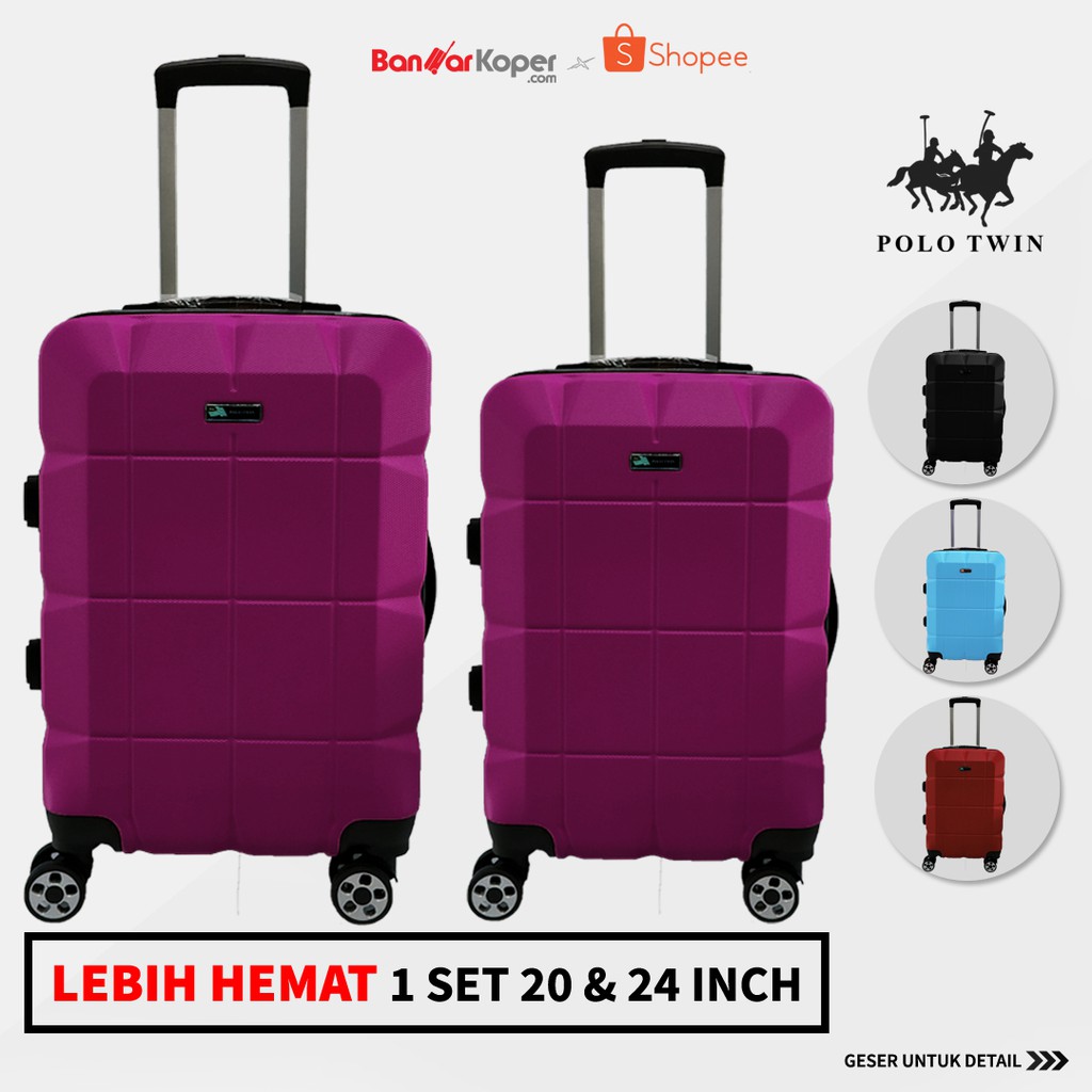 Tas Koper Polo Twin 1633 Koper 1 Set 20 + 24 Inch Ultralight Fiber ABS Hardcase