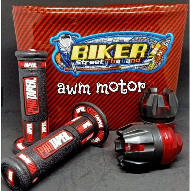 PAKET Sarung Jok Kulit Jok Karbon Biker Plus Jalu As Roda Depan Dan Grip Protapet New Universal