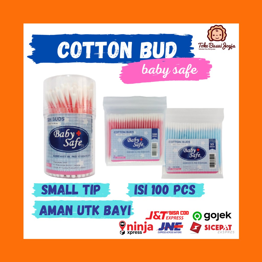 Cotton Bud Baby Safe Small Tip Isi 100 Botol dan Refill Warna Random Korek Kotoran Telinga Bayi