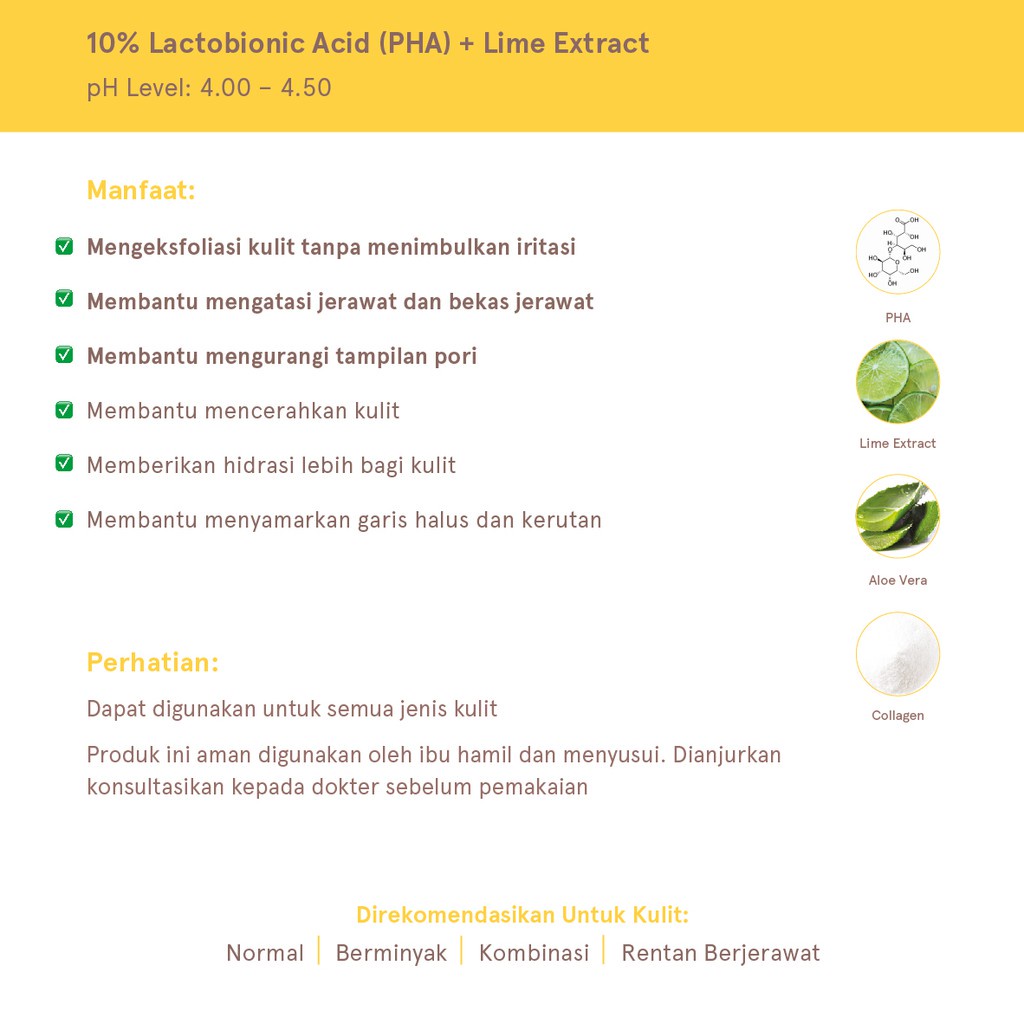 Dear Me Beauty 10% Lactobionic Acid (PHA) + Lime Extract Face Serum