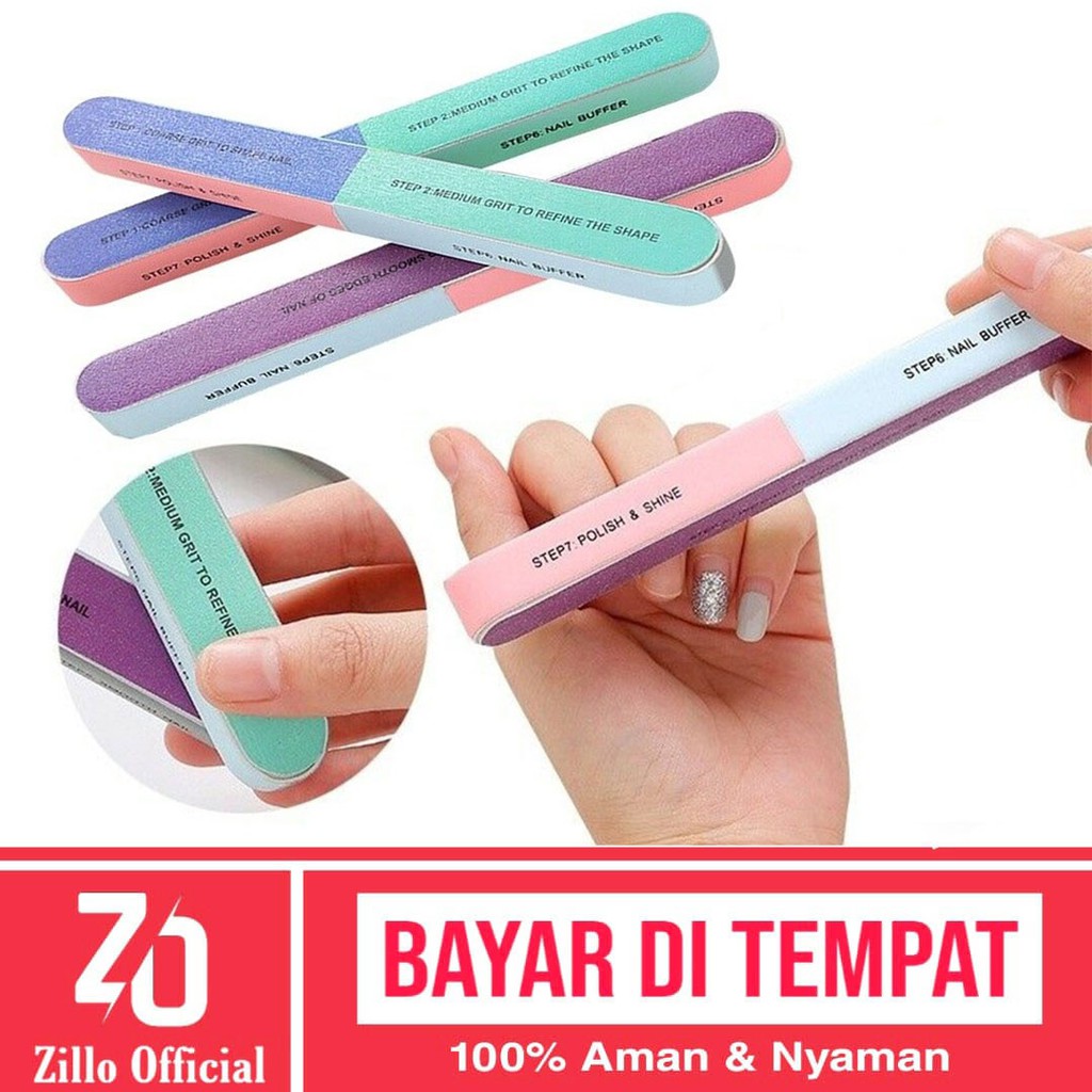 ZILLO Manicure Pedicure Alat Perawatan Kuku Kikir Amplas Kuku Nail Buffer Block 7 Sisi