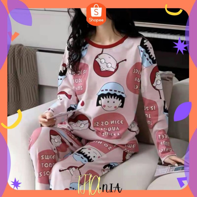 SET PP BAJU TIDUR/PIYAMA IMPORT PREMIUM CANTIK CHIBI MARUKO CHAN